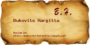 Bukovits Hargitta névjegykártya